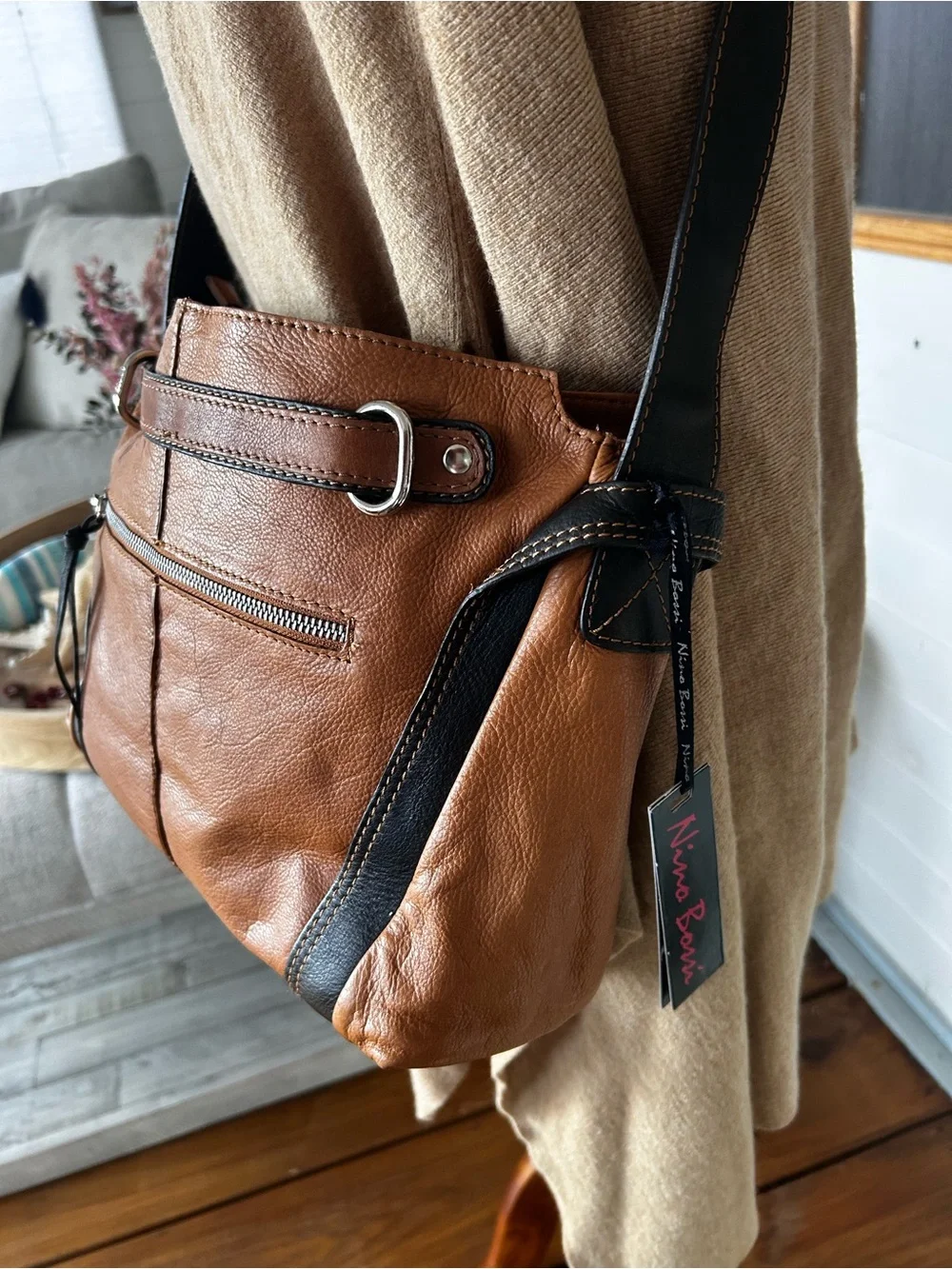 Nino Bossi Genuine Leather Hobo Shoulder Bag – New With Tags